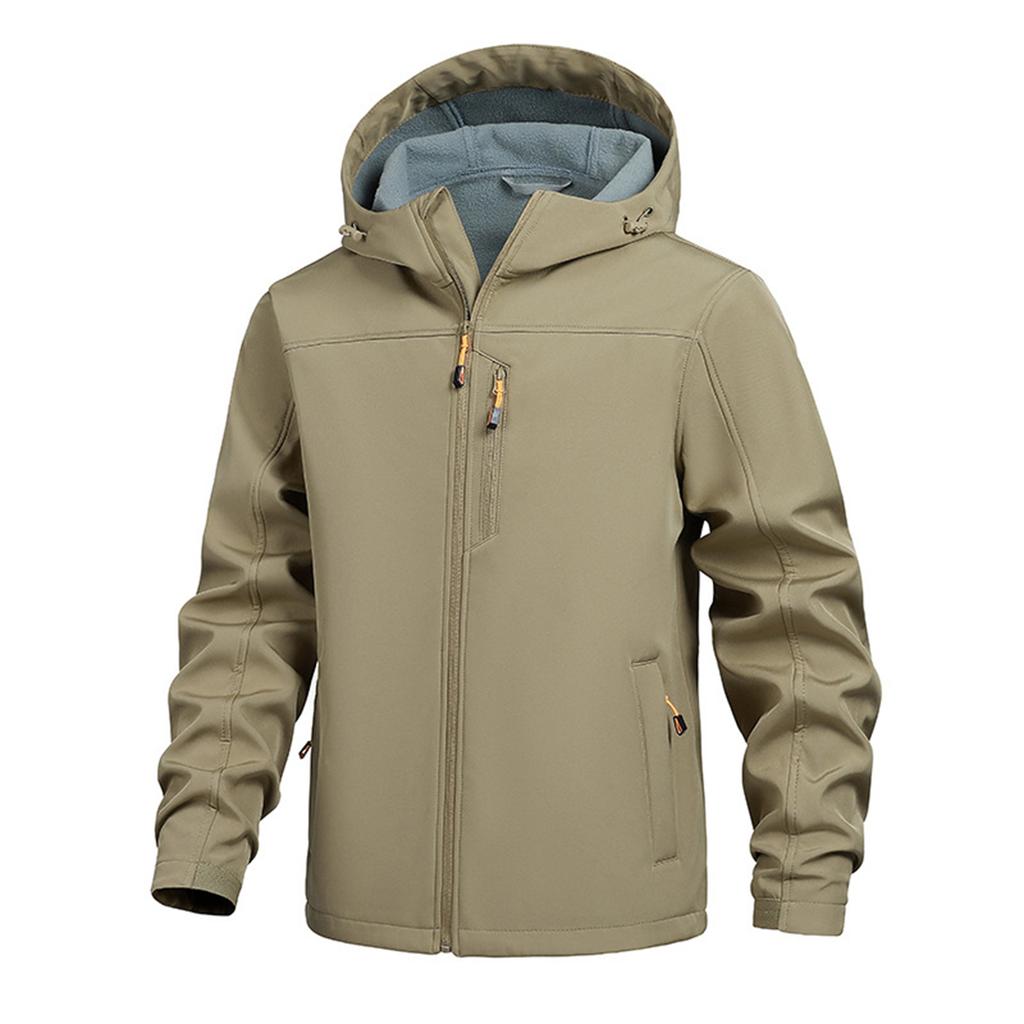 Men's Solid Color Outdoor Mountaineering Waterproof Windproof Fleece Jacket Outdoor Jacket