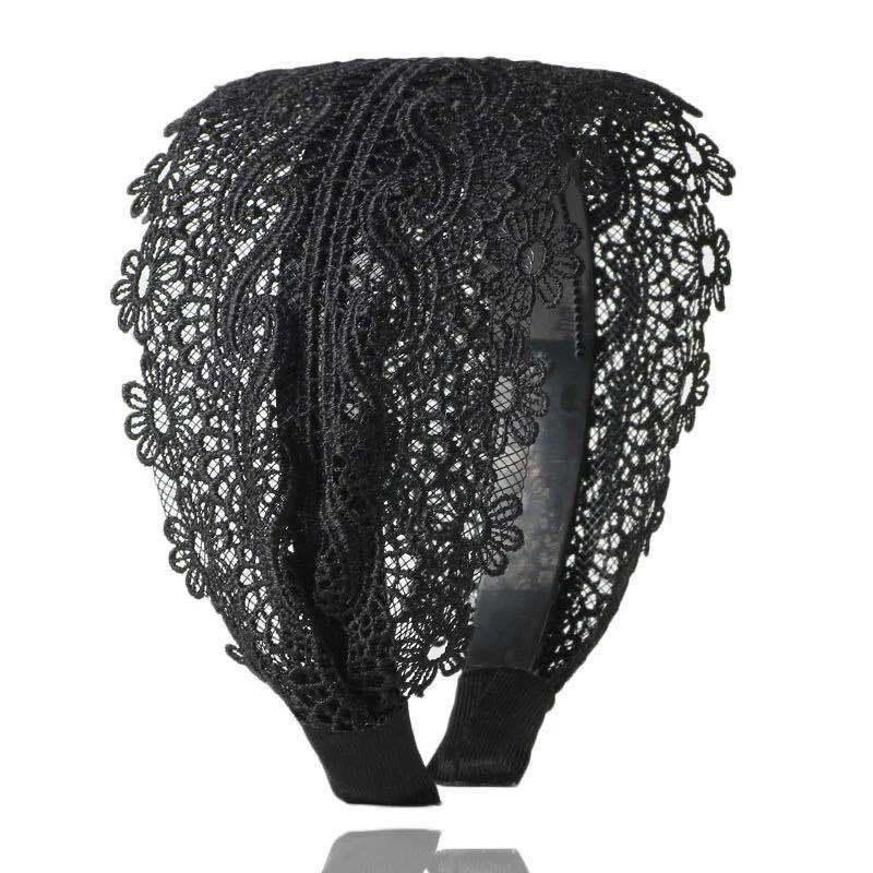 Solid Wide Lace Women Hairband Stretch Turban Breathable Hair Accessory for Girls Daily Commute Yoga Class