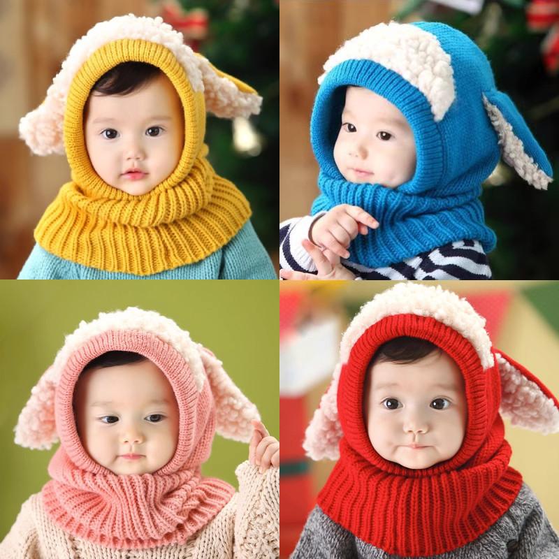 Knitted Ears Dog Cap With Scarf Autumn Winter Keep Warm Hat Fashion Breathable