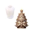 Snowflake Pattern Craft Mould Christmas Tree Shape Silicone Candle Mould for Wax Soap Resin Casting and Winter Holiday Table Display