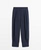 Masimodutti Linen Striped Sarouel Pants