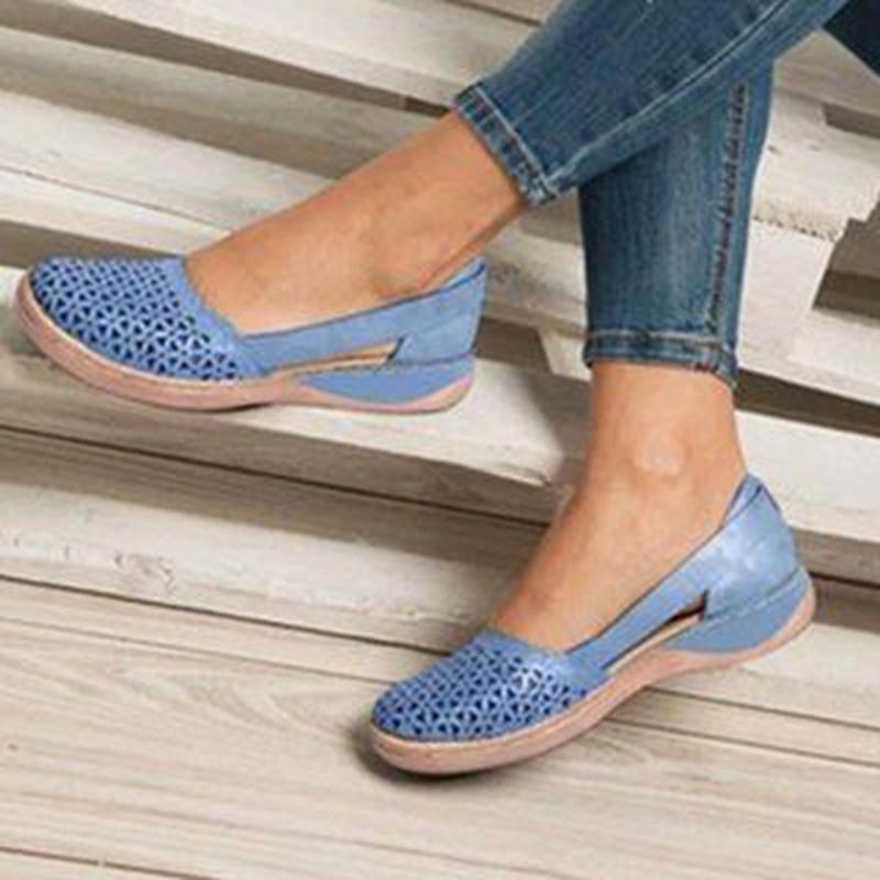Women Breathable Hollow Slip on Flat Loafer Sandals Shoes