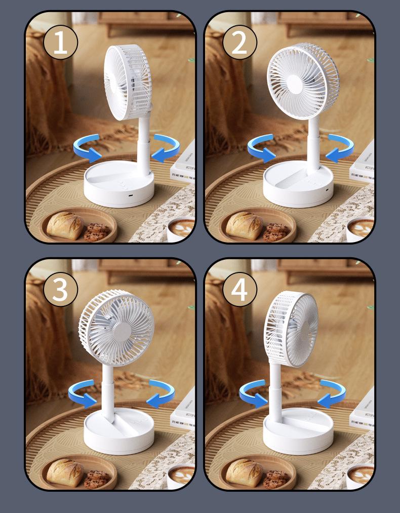 Compact Foldable Office Desk Fan: Rechargeable, Oscillating, Strong Wind, Long Battery Life, Portable for Student Dorms