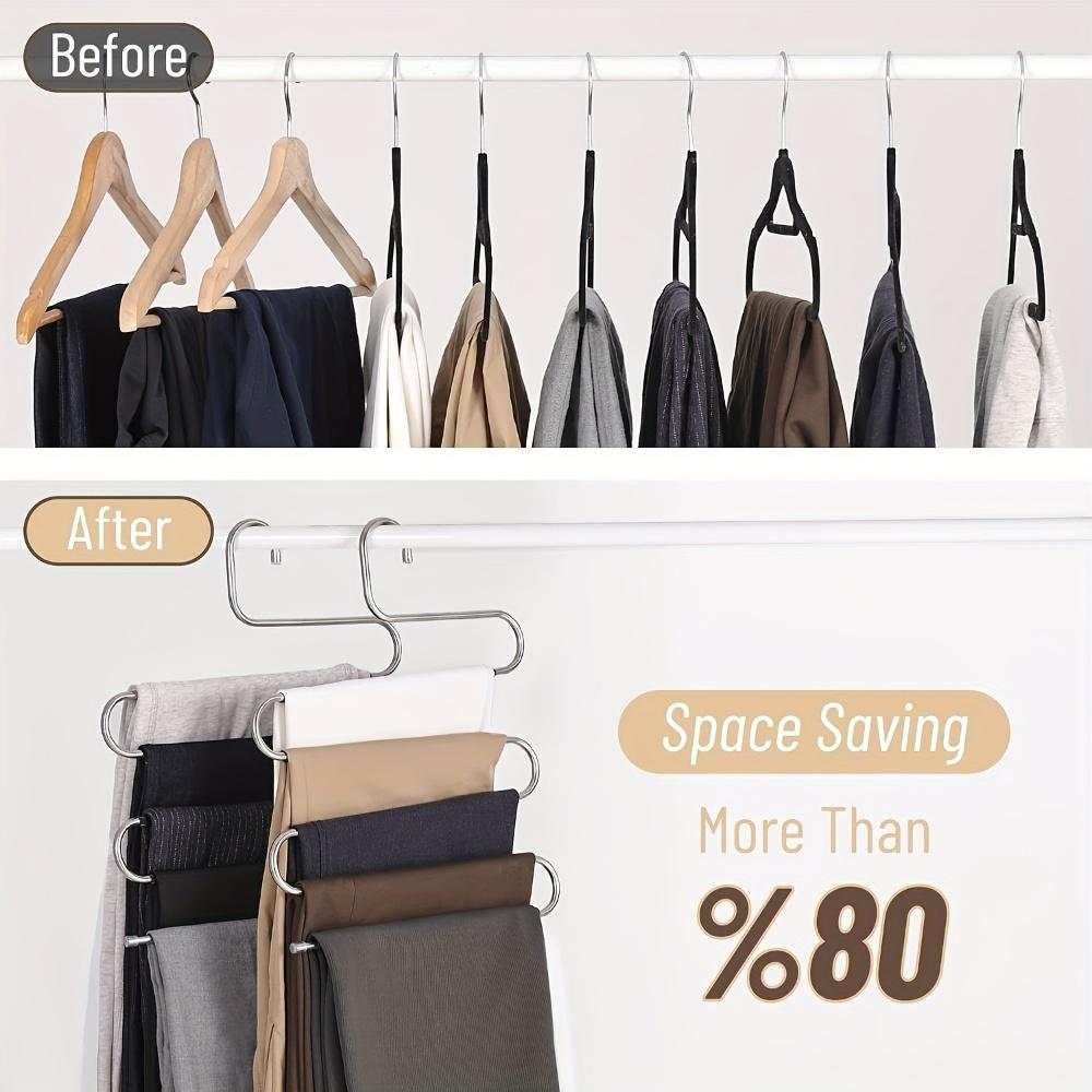 Durable Metal Space-Saving Multi-Layer Pants Hanger Ideal for Suits, Jackets & Tops, - Perfect Closet Organizer, Drying Rack