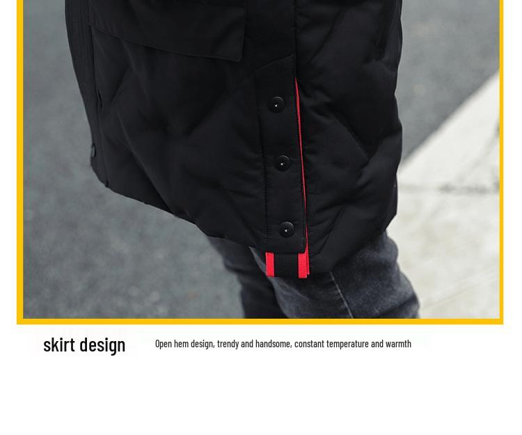 Herren Mittellange Weiße Entendaunenjacke - 2023 Winter Koreanischer Stil Trendige Dicke Jugend Oberbekleidung