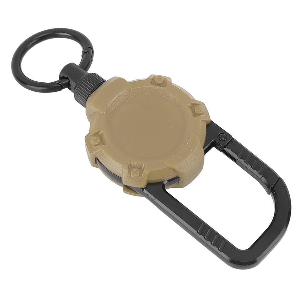 Magnetic Retractable Keychain Stainless Steel Wire Easy Pull Buckle Carabiner Key Chain Tan