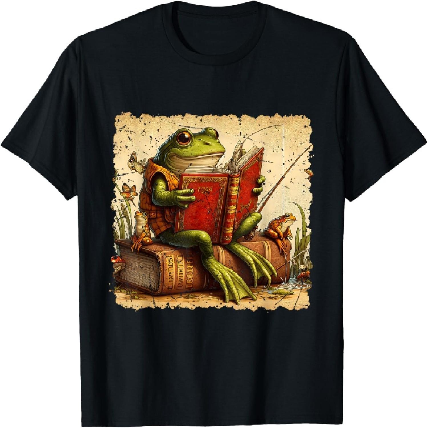 

Frog & Toad Fishing Vintage Classic Book Frog Reading Book T-Shirt XXXXXL різнокольоровий