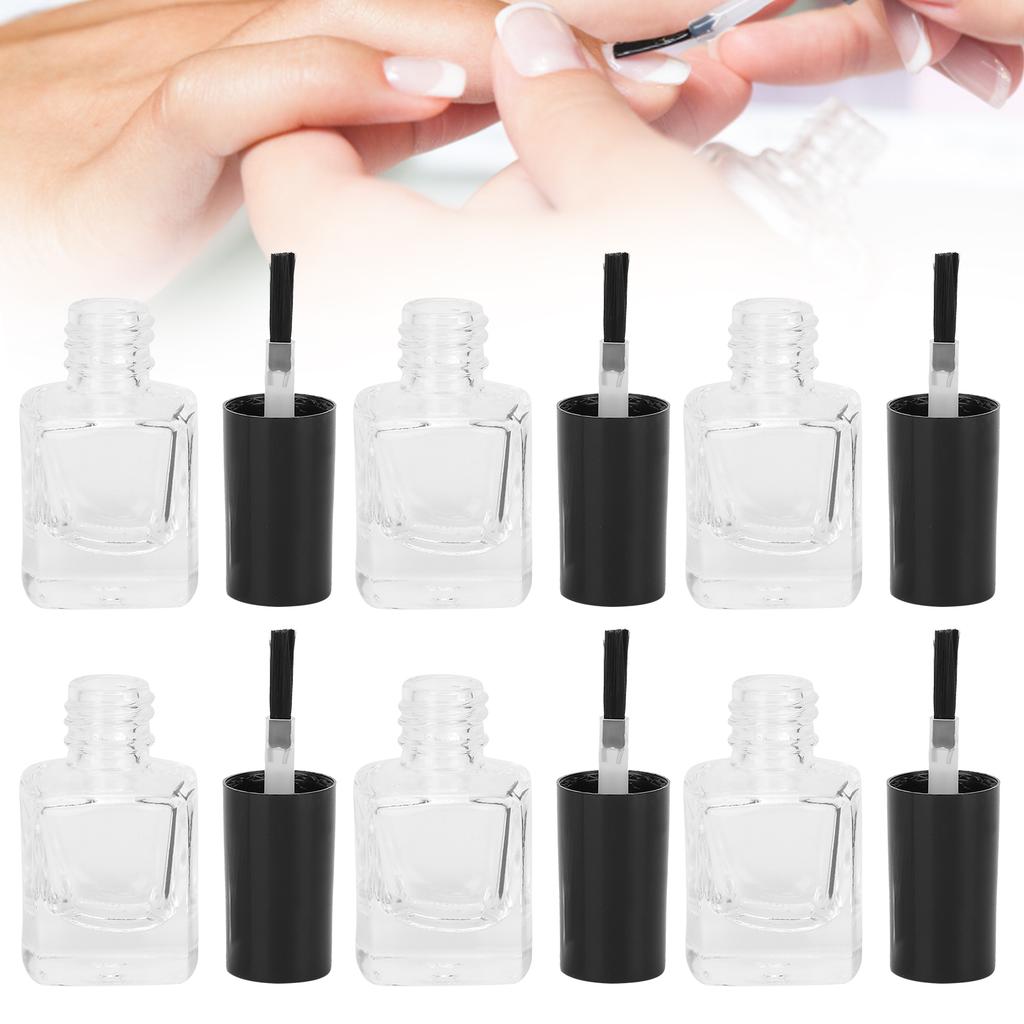 6pcs Empty Nail Polish Glass Bottles Nail Art Clear Bottles with Brush Caps Funnel Steel Ball