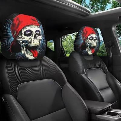 Yousheng Lustige Cartoon Auto Kopfstützenbezüge, Universelles Atmungsaktives Elastisches Sitz Nackenkissen Schutzbezug, Humor Spooky Auto Innenraum Dekoration für die Meisten