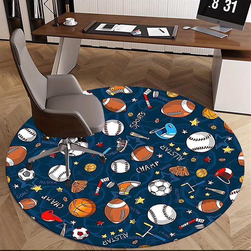 Sports Ball Office Carpet Chair Mats for Desk, Sports Theme Office Chair Mat, Non-Slip Office Carpet Chair Mats for Floor, Home Decor Office Carpet Ch