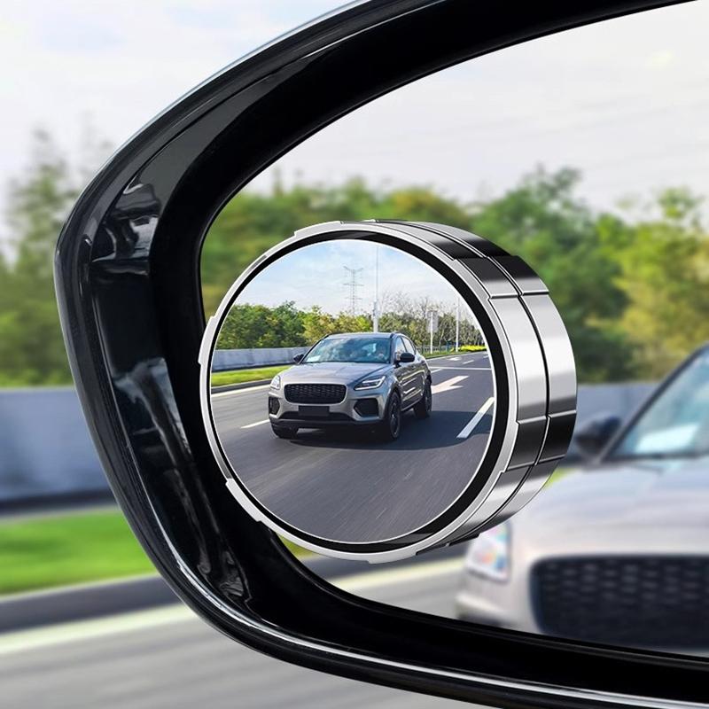 Car Small Round Mirrors Blind Spot Rear View Mirror Auxiliary Reversing Parking Convex Mirror 360 Degree Adjustable