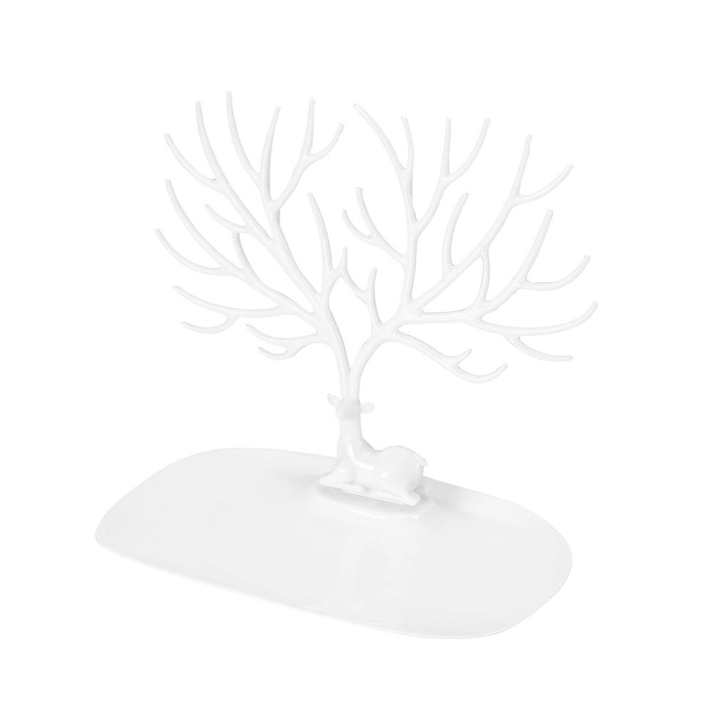 Antler Shape Dish Necklace Bracelet Pendant Jewelry Organizer Display Holder (White)