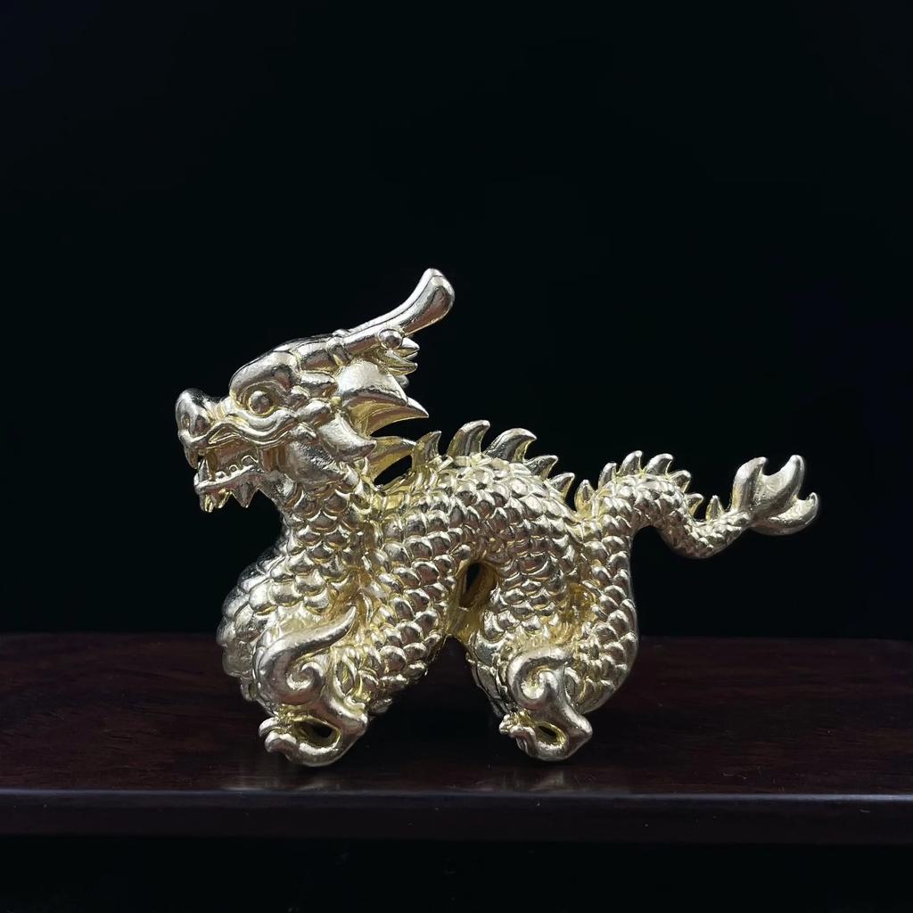Rosenholzgrün Skulptur Tier glückverheißender Drache Holzschnitzerei wie Sternzeichen Drache Dekoration Maskottchen Dekoration