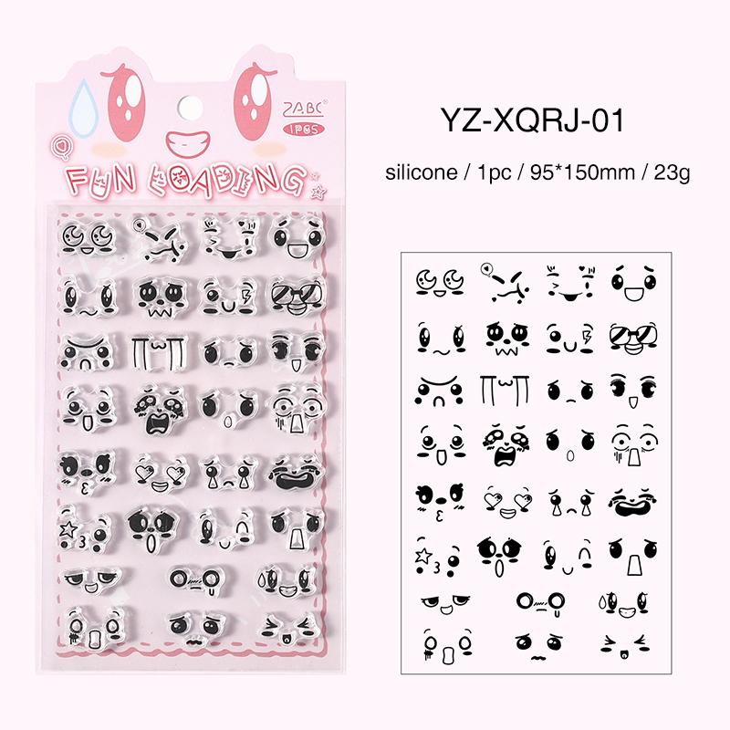 JIANWU Emotional Diary Series Cute Expression Landscape Material Collage Transparent Silicone Stamp Creative Journal Stationery