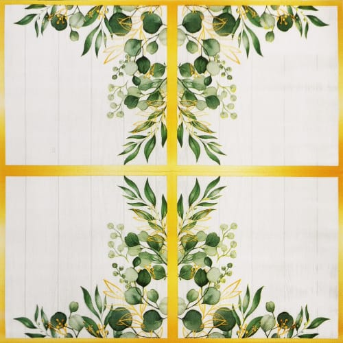 Zelten Colored Paper Party Napkins, 20 Count, Shabby Chic, for Weddings, Tea Parties, Decoupage, Green Leaves