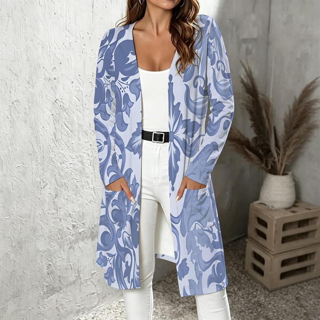 Plus Size Women Long Sleeve Open Front Loose Outerwear Casual Fashion Cardigan