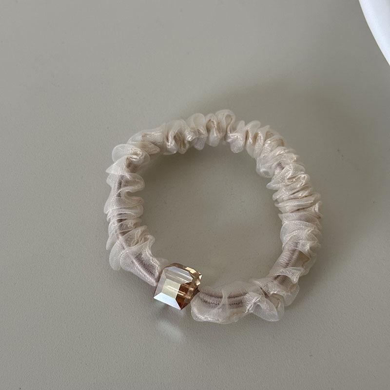 

Sheer Mesh Small Square Bead Hair Tie: Simple, Versatile, High Elasticity Rubber Band for Ponytails.