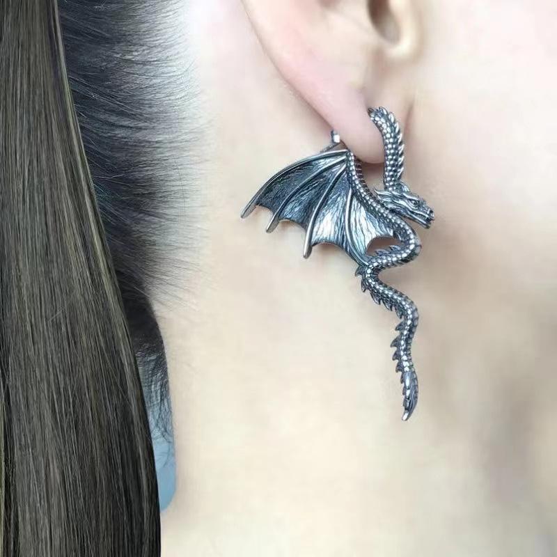 Magic Dragon Detachable Dark Style Stud Earrings for Women - European & American Fashion, Exaggerated Festival Design