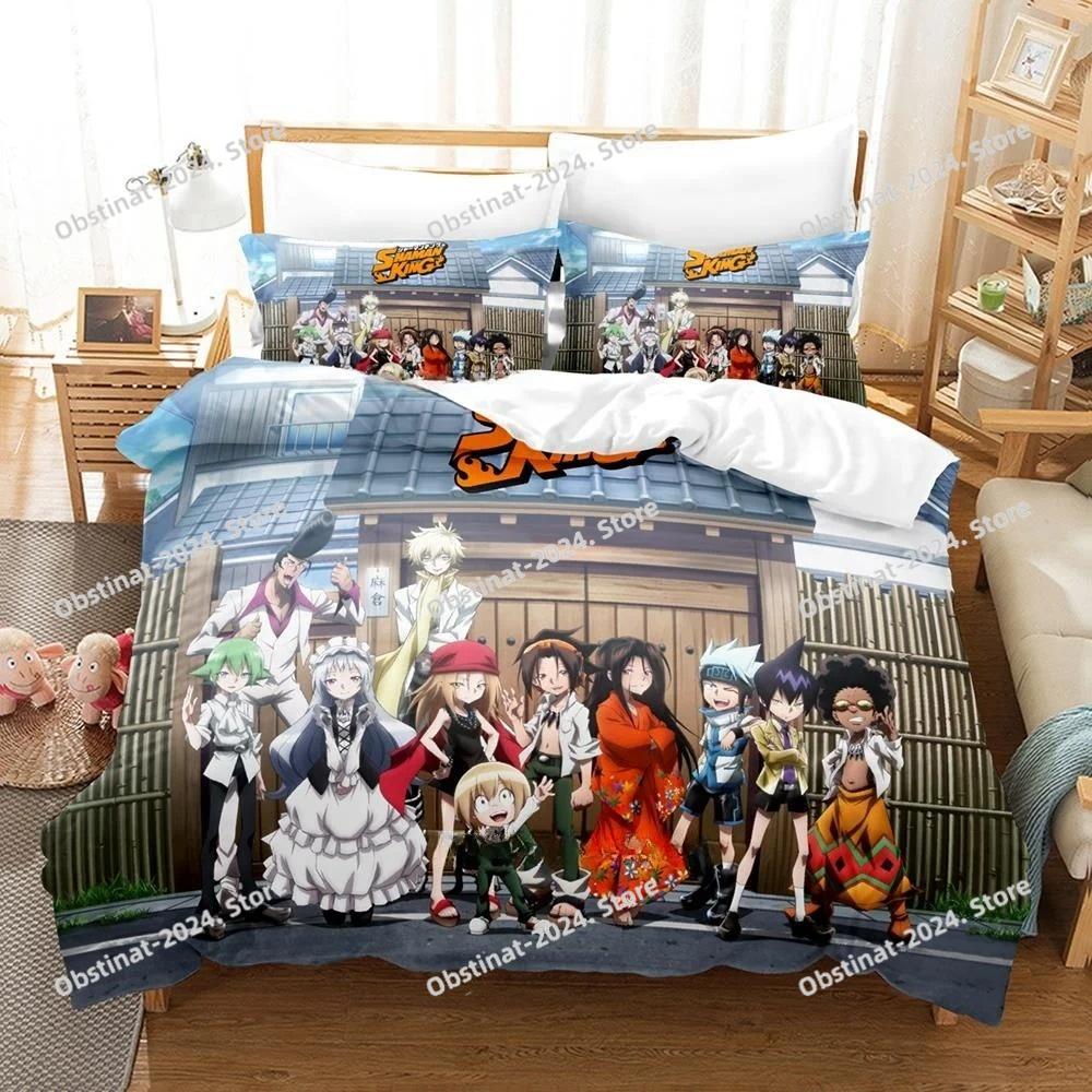 Personality 3D Printing Shaman King Bedding Set Cartoon Anime three-piece Set Adult Kid Bedroom Duvet Cover Sets Home Textiles