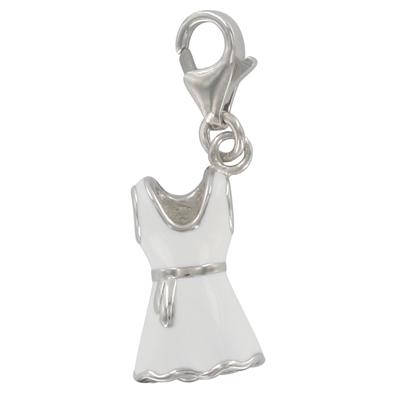 [Q4899] - Charm-Anhänger Silber 'Kleid' silbrig-weiß (rhodiniert) - 15x10 mm