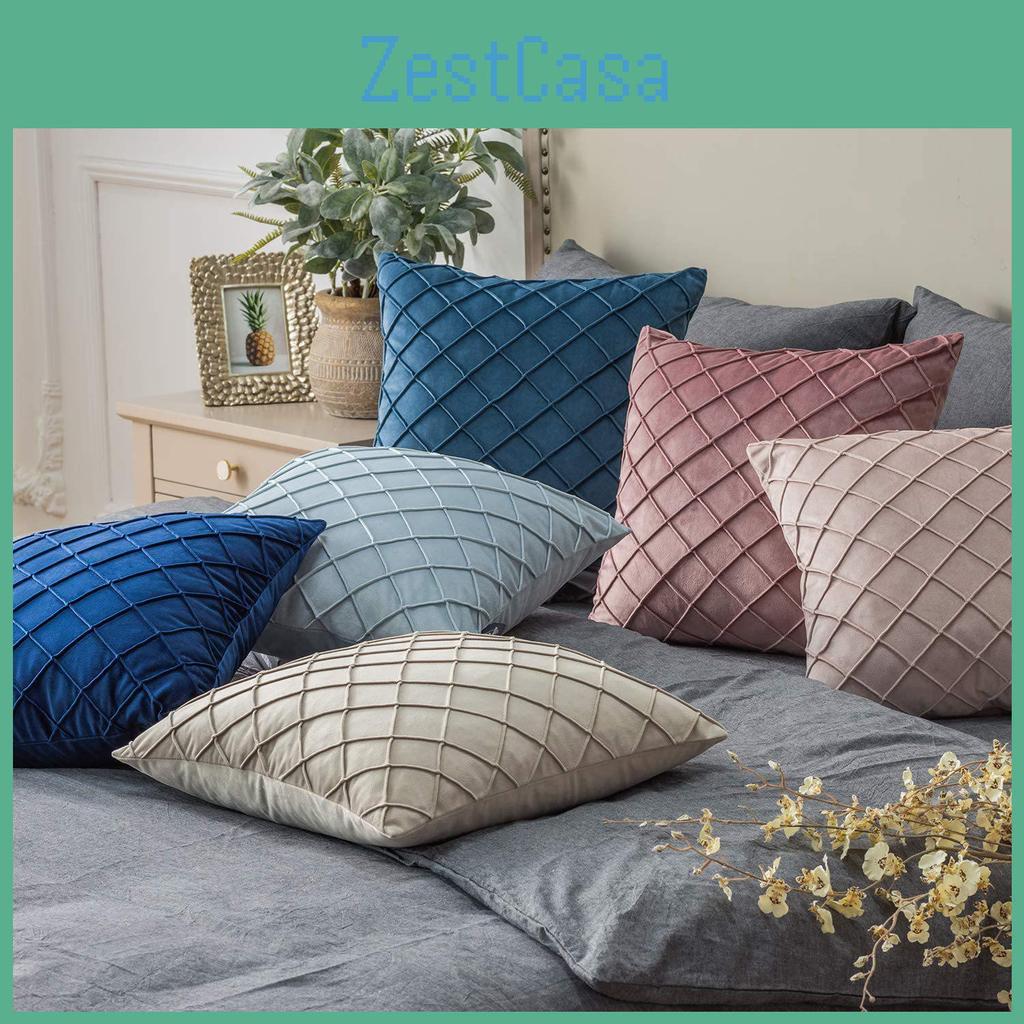 Throw Nordic Checkered Velvet Embroidered Pillow Cover For Sofa Décor