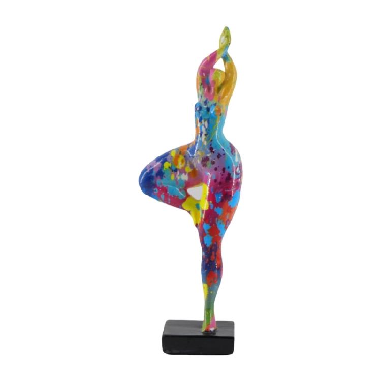 Resin Fat Lady Figurine Abstract Art Woman Statue Graffiti Colorful Ornament for Interior Entrance Desktop Decoration