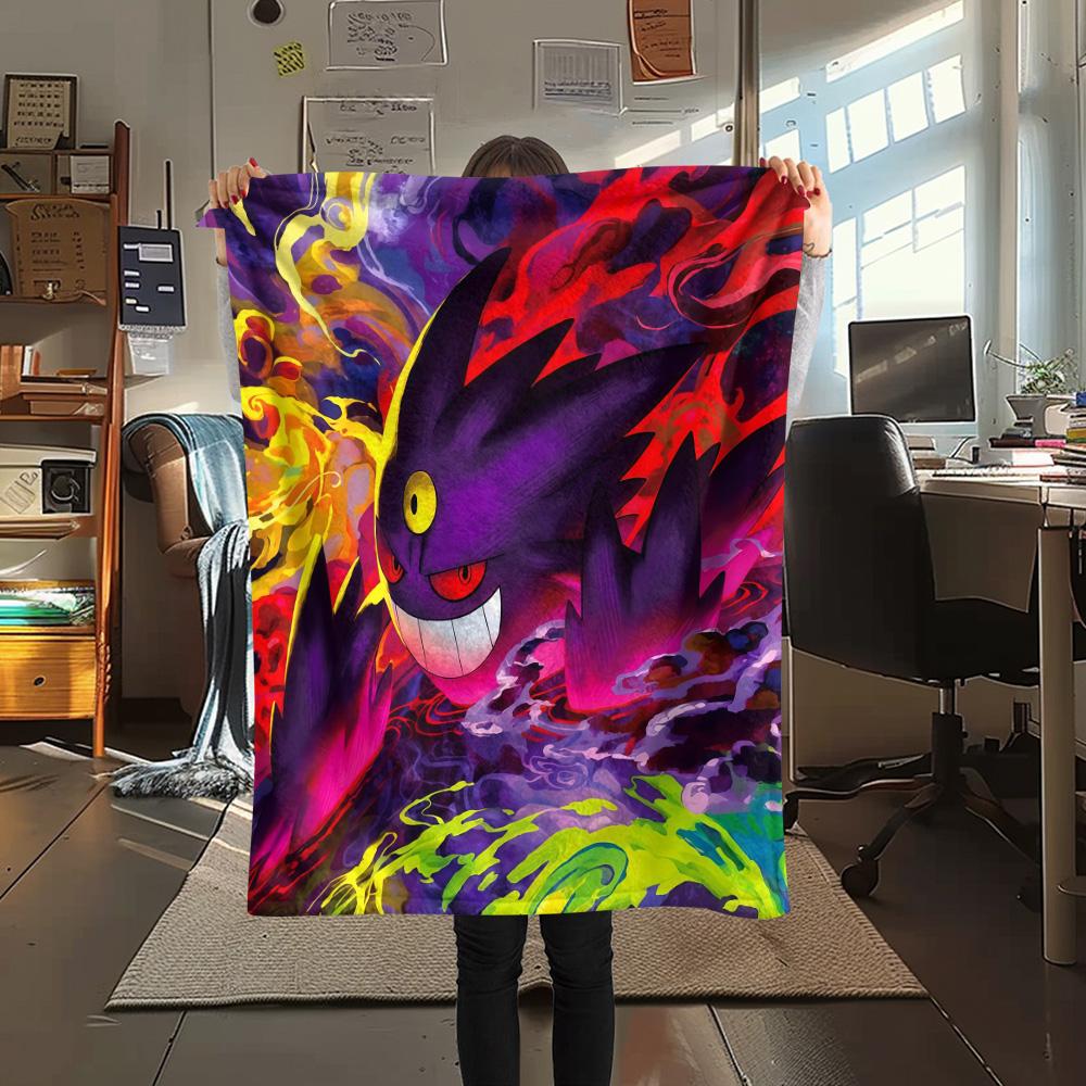 Gengar Flannel Blanket, High quality Comfortable for All Seasons, Home Decor, Warmth and Comfort