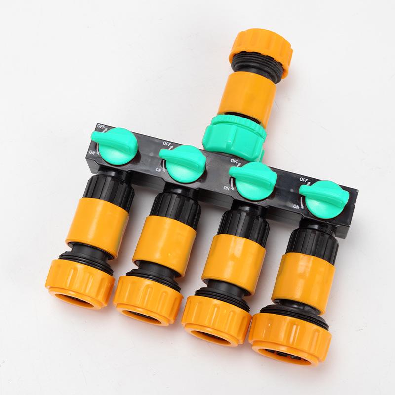 Garden Hose 4-Way Water Splitter with Switch Valve Connector
