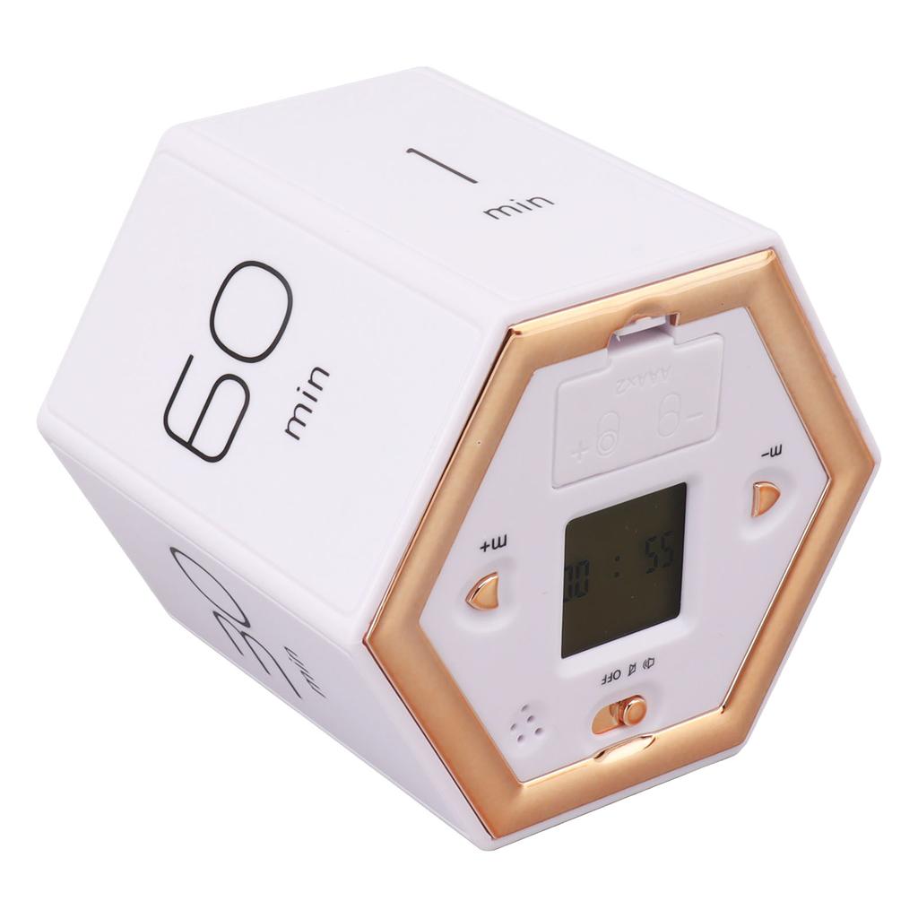 Hex Flip Timer with Mute Alarm Function Magnetic Time Management Cube Timer with LCD Screen for Cooking Studying Working