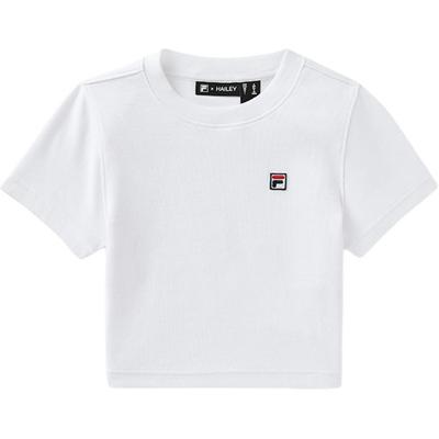 X Hailey Collaboration Simple Versatile Comfortable Short Sleeve Tennis Shirt Women Tops White A71W523101F-WT