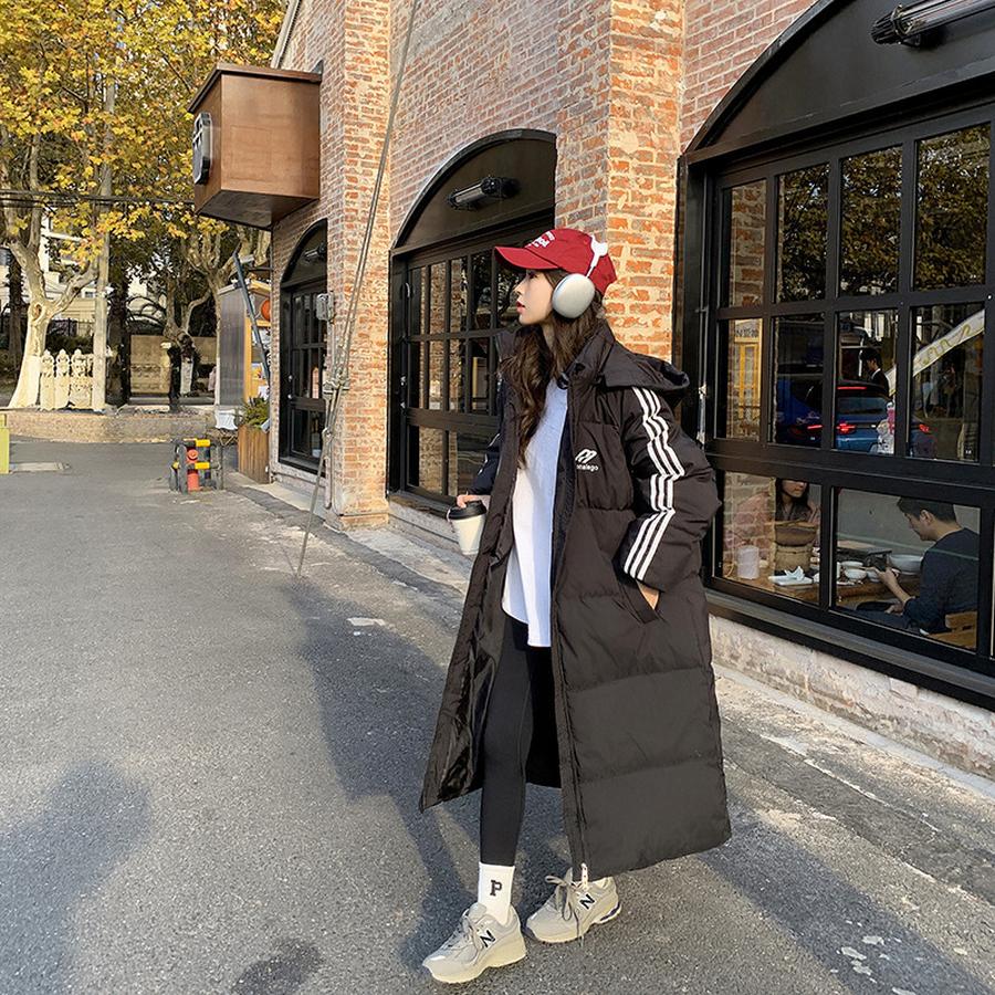 Newest Warm Cotton Jacket for Students - Long Length Korean Style Loose Three-Line Puffer Coat Oversized Outerwear