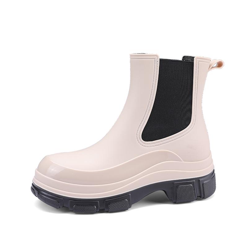 Women Waterproof Boots New Style Elastic Mouth Ankle Boots Mid Top Rain Shoes Non Slip Outdoor Indoor Chelsea Water Boot Woman