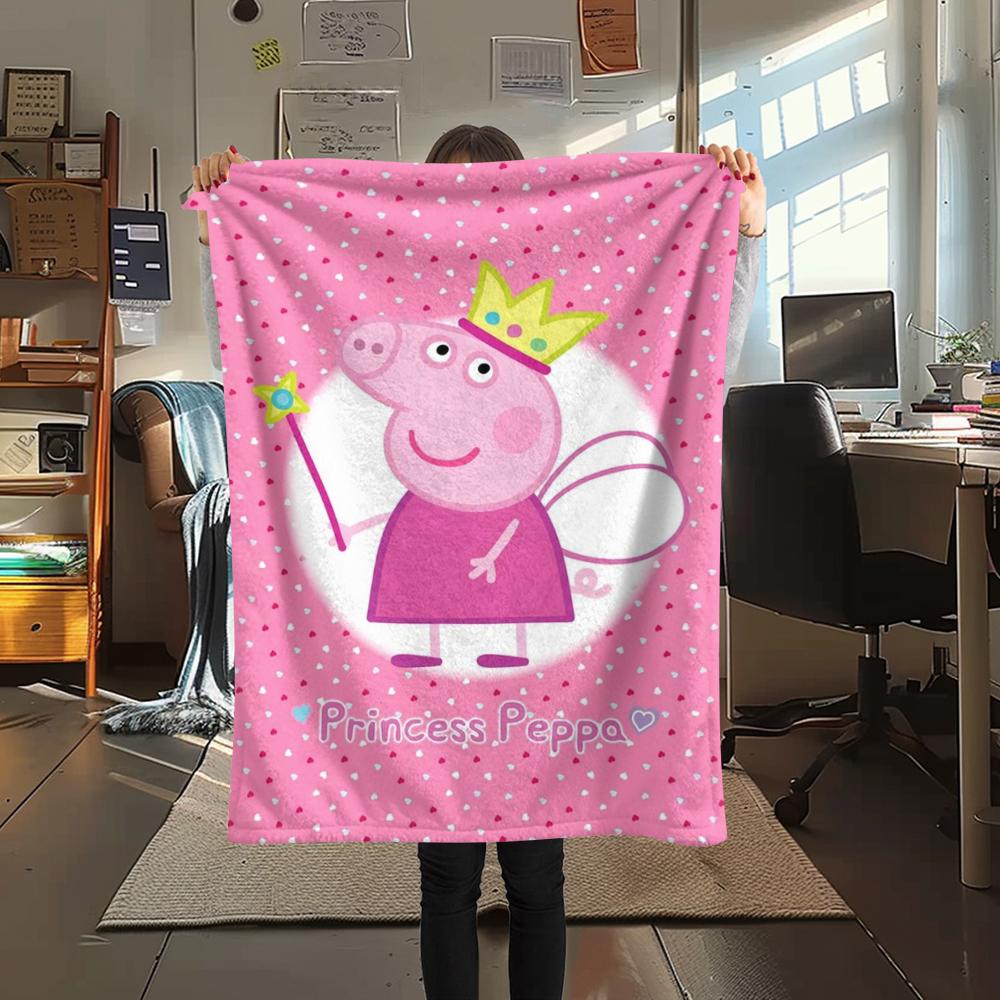 1Pc Pink Pig Cartoon Print Flannel Blanket, High quality Comfortable for All Seasons, Home Decor, Warmth and Comfort, Perfect for Gifts