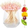 200PCS Cocktail Picks, Pink Pearl Decorative Toothpicks for Appetizers Drinks Fruit Food, 4.7 Inch Long Fancy Bamboo Skewers Wooden Charcuterie