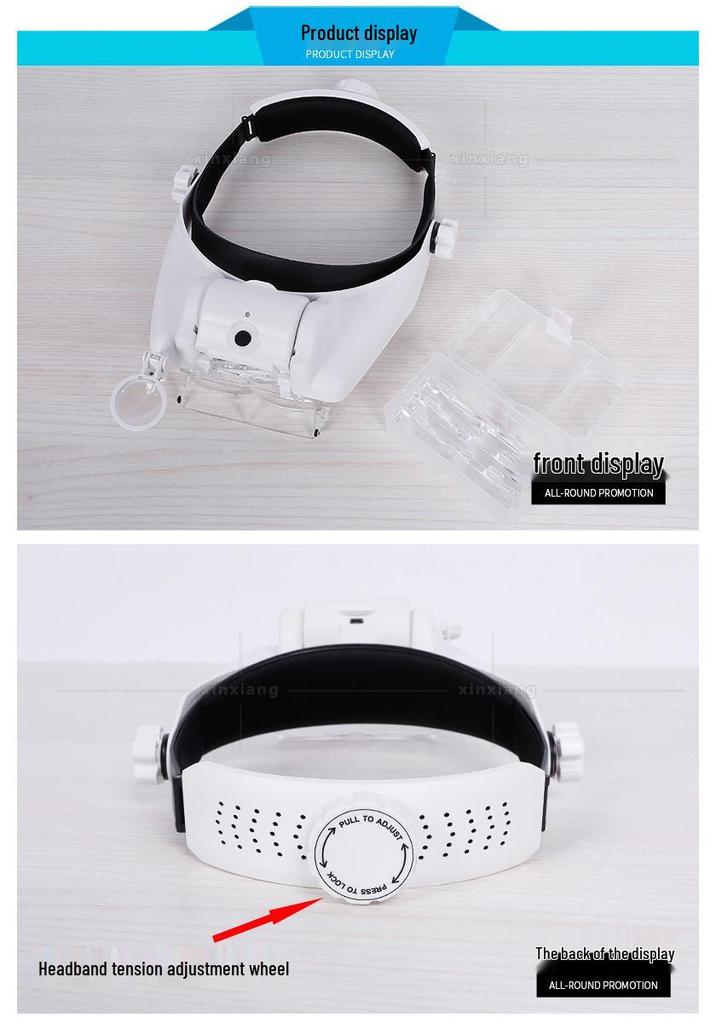 15x Rechargeable USB Head-mounted Magnifying Glass with Three LED Lights for Reading, Repair, and Beauty Inspection.