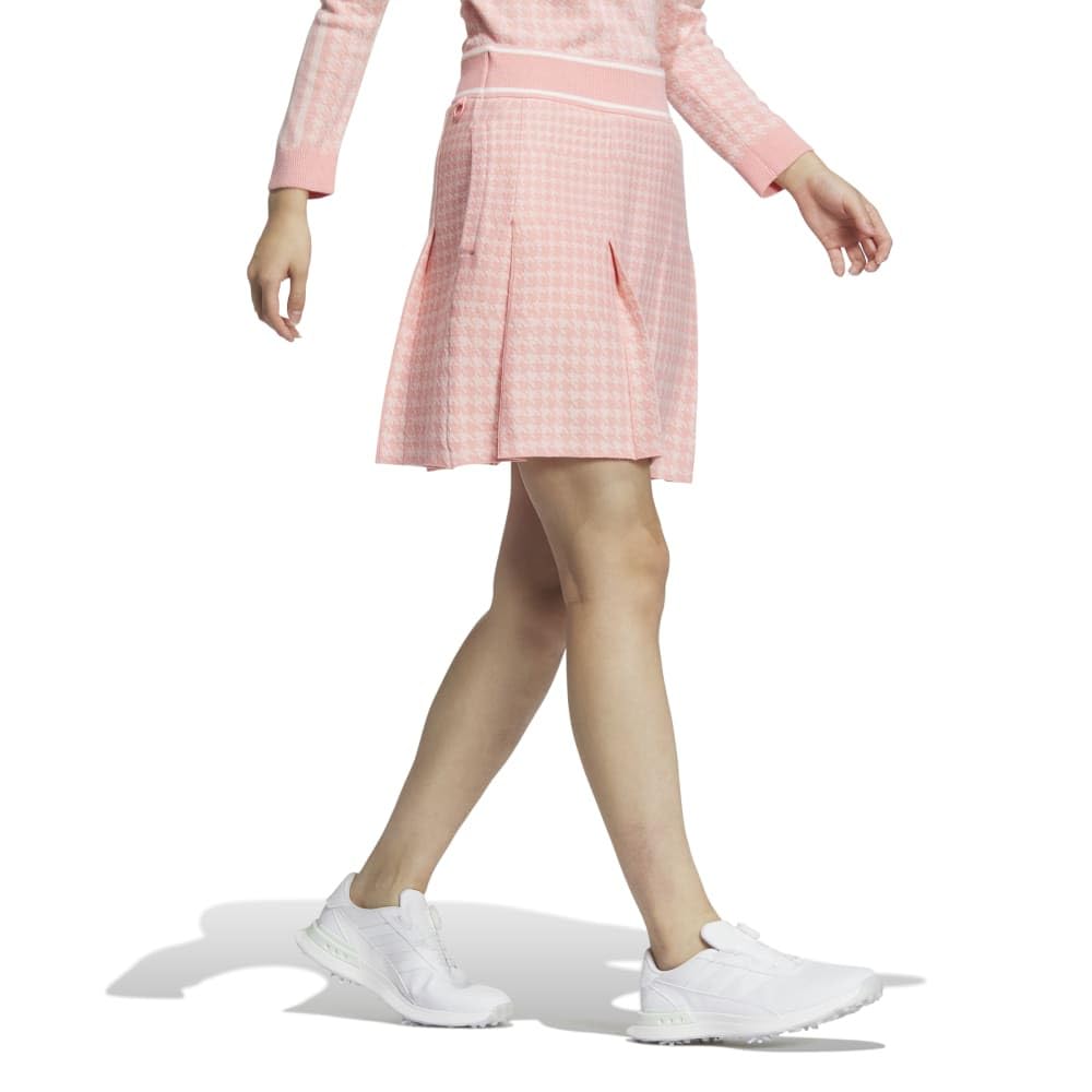 Adidas Golf Houndstooth Pleated Golf Skirt In Sparkle Women's Semi-Pink