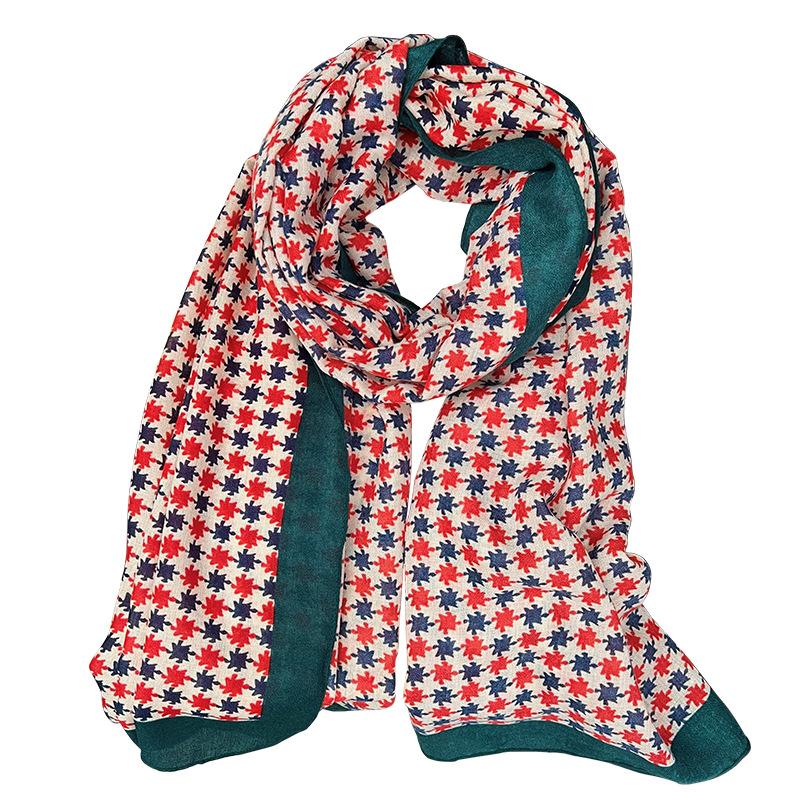Clearance Autumn and Winter Cotton and Linen Scarf Manufacturers Wholesale European and American Fashion Rhombus Windmill Silk Scarf Sunscreen Large