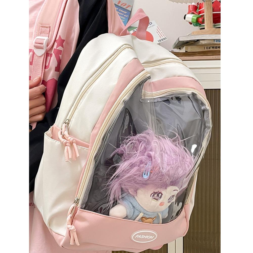 Trendy Shoulder Bag Casual Transparent Schoolbag Doll Display Commuting Bag