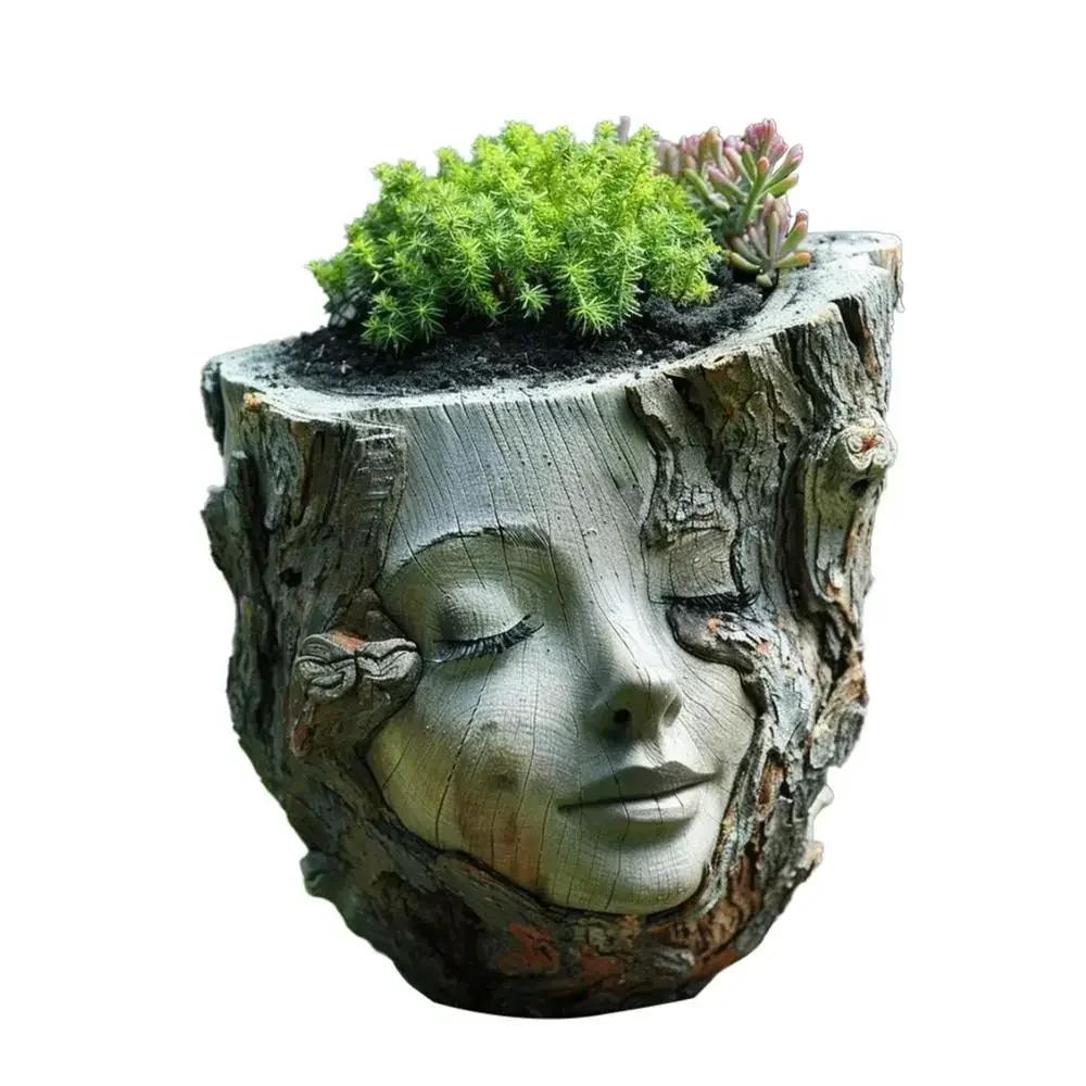 

Head Planter Head Planter Pots Succulent Planter Resin Cute Vase Container Home Decorations Flowerpot Yard Decor Garden Statue