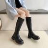 Ladies Shoes on Sale 2024 High Quality Sleeve Women's Boots Winter Round Toe Warm Solid Middle Tube Chunky Heels Fashion Boots