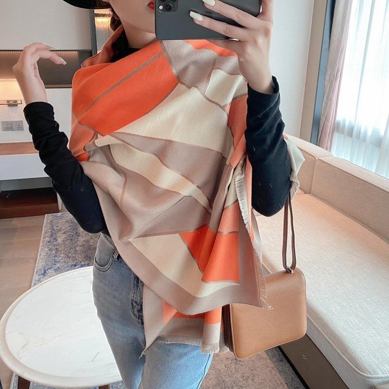 Summer new irregular splicing double-sided autumn and winter warm imitation cashmere outer shawl scarf scarf women