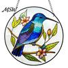 Easy Install Hanging Pendant Colorful Hummingbird Wall Decoration, Stained Acrylic Suncatcher for Window Exquisite Floral Bird Motif Decor, Decorative