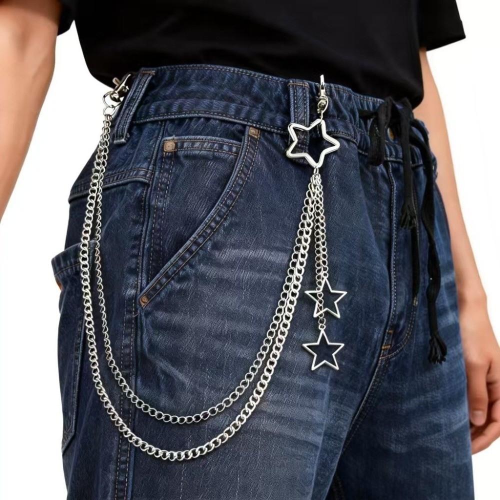 Pentagram Gothic Rock Accessories Star Pendant Waist Belt Chain Punk Pants Chain  Music Festival