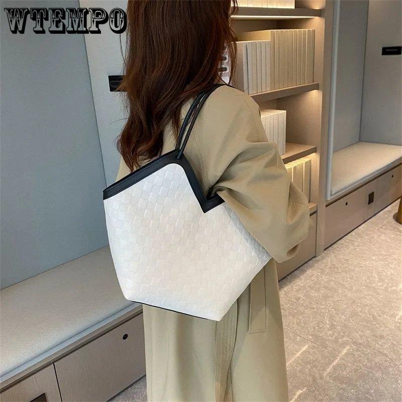 Elegant Texture Retro Handbag Color-blocking Large-capacity Tote Bag Women's Versatile One-shoulder Underarm Bag