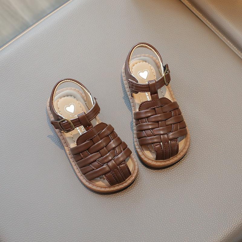 New Summer Closed-toe Sandals for Girls, Soft Comfy Anti-slip Kids Beach Shoes
