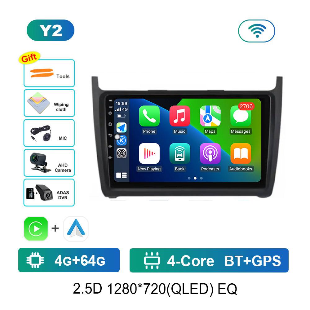 Android 14 Car Video Multimedia Player for VW Volkswagen POLO 5 2008 - 2017 GPS Navi DSP Stereo WiFi BT 4G HD Touch Screen