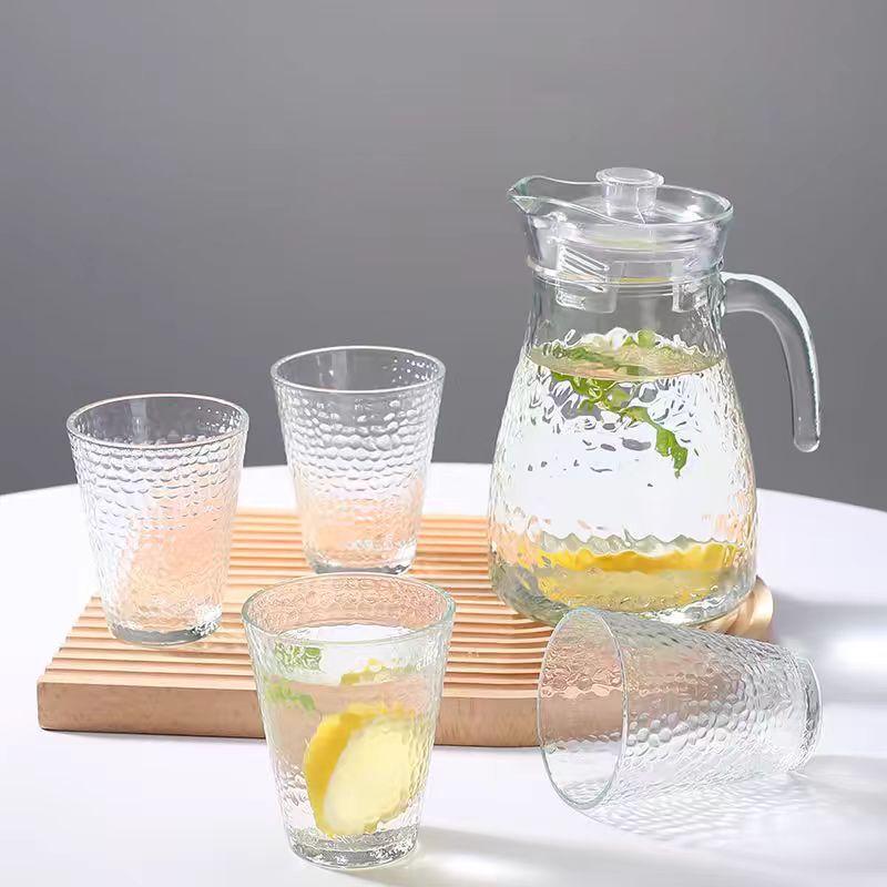 

Hammered Glass Pitcher & Drinking Glass Set