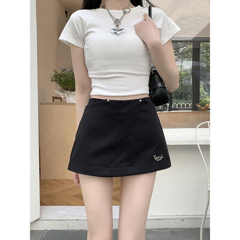 

Kumikumi Red Embroidery Skirt Women s Short Skirt Autumn Small High Waist Slim Looking Bodycon Dress A- line Skirt Black L