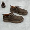 Genuine Leather Men's Shoes Spring and Summer Retro Original Round-toe Casual Flat Low-top Lace-up Cowhide Shoes