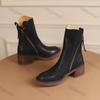 Fashion Women's Platform Chelsea Boots New Round Toe Chunky Heel Women Brown Ankle Boots Outdoor High Heel Leather Boots Zapatos Mujer